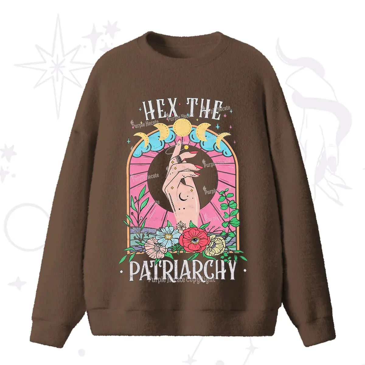 Purplehecate Hex The Patriarchy Fuzzy Ugly Sweater