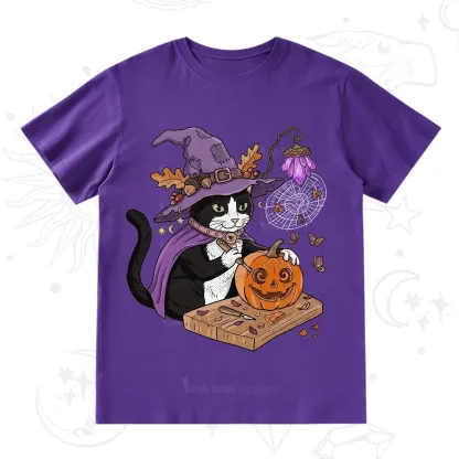 Purplehecate Pumpkin Carving Witch Cat T-Shirt