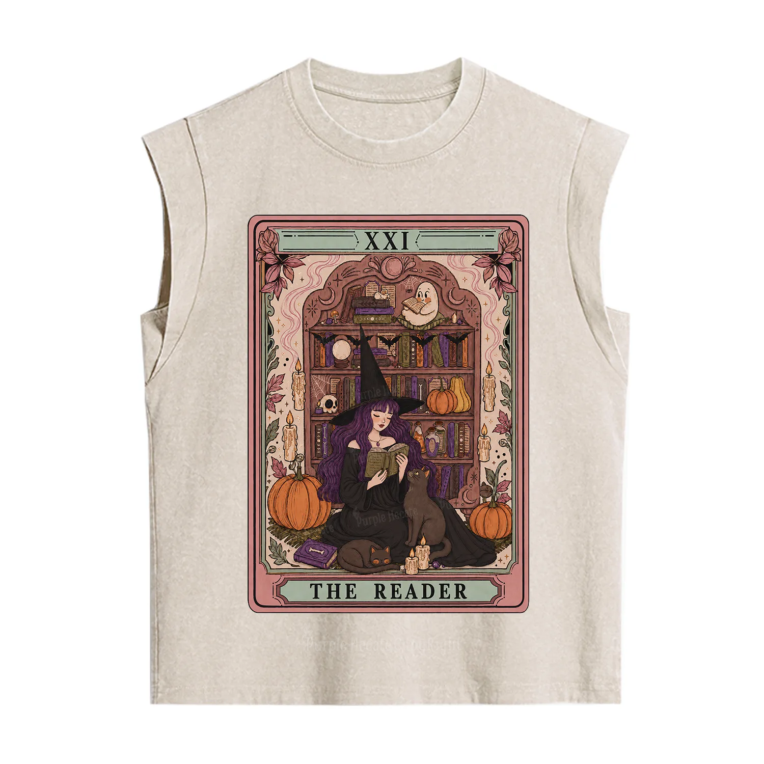 Purplehecate The Reader Tarot Bookish Witch Vintage Washed Tank