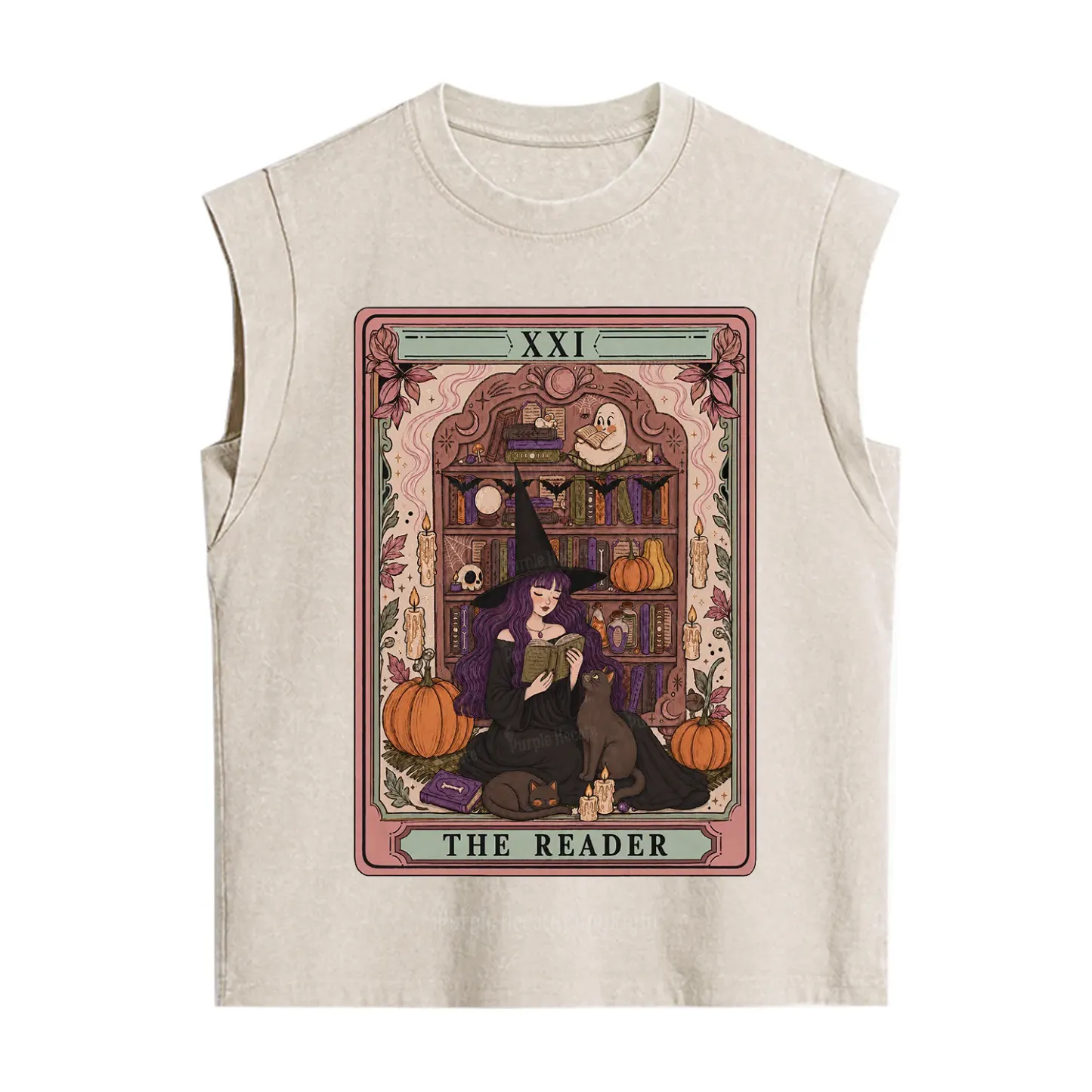 Purplehecate The Reader Tarot Bookish Witch Vintage Washed Tank