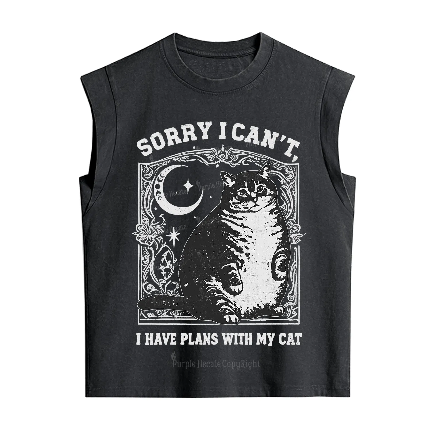Purplehecate Sorry I Can't I Have Plans With My Cat Vintage Washed Tank