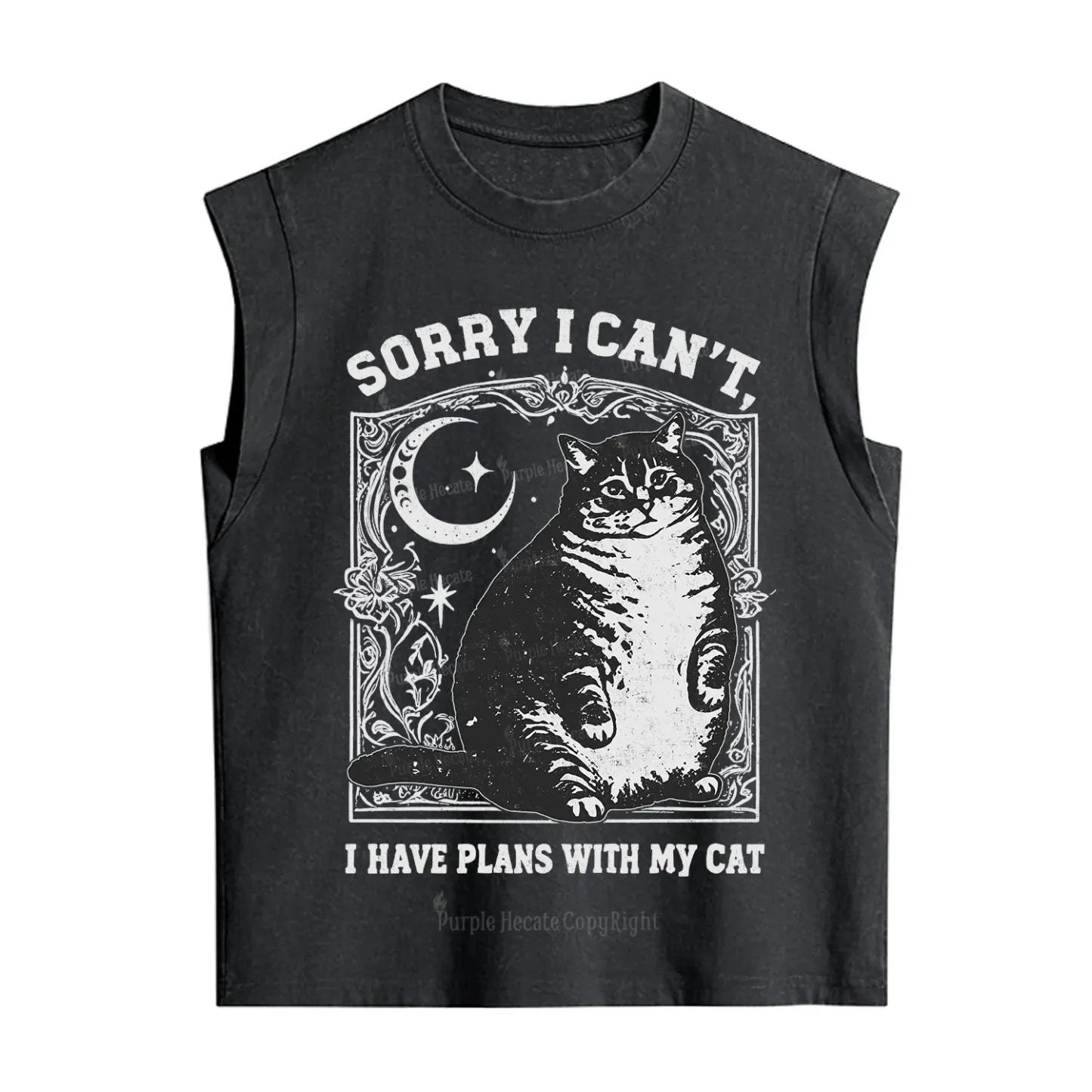 Purplehecate Sorry I Can't I Have Plans With My Cat Vintage Washed Tank