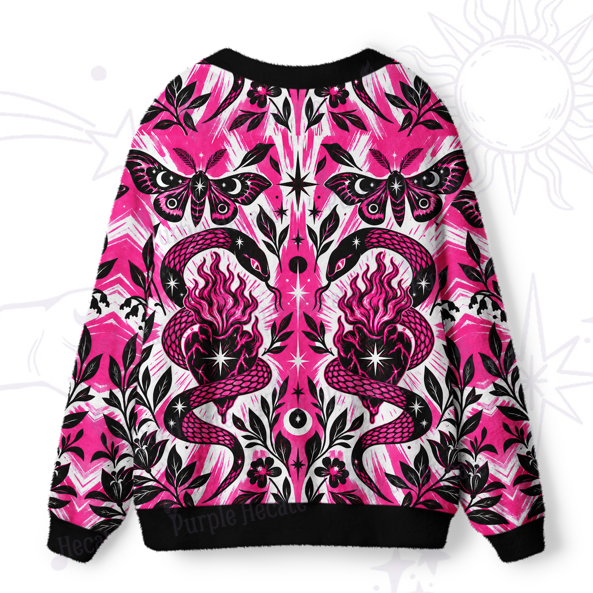 Purplehecate Mystic Serpent Flame Heart Ugly Cardigan Sweaters