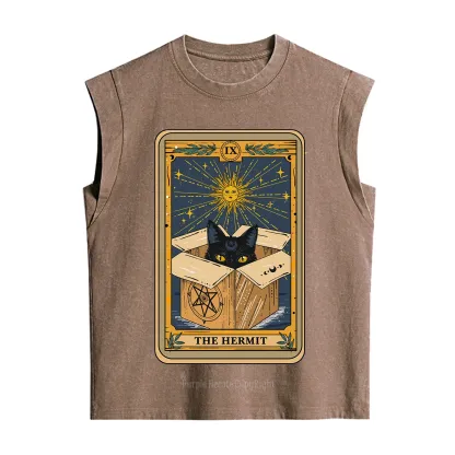 Purplehecate The Hermit Cat Tarot Card Vintage Washed Tank