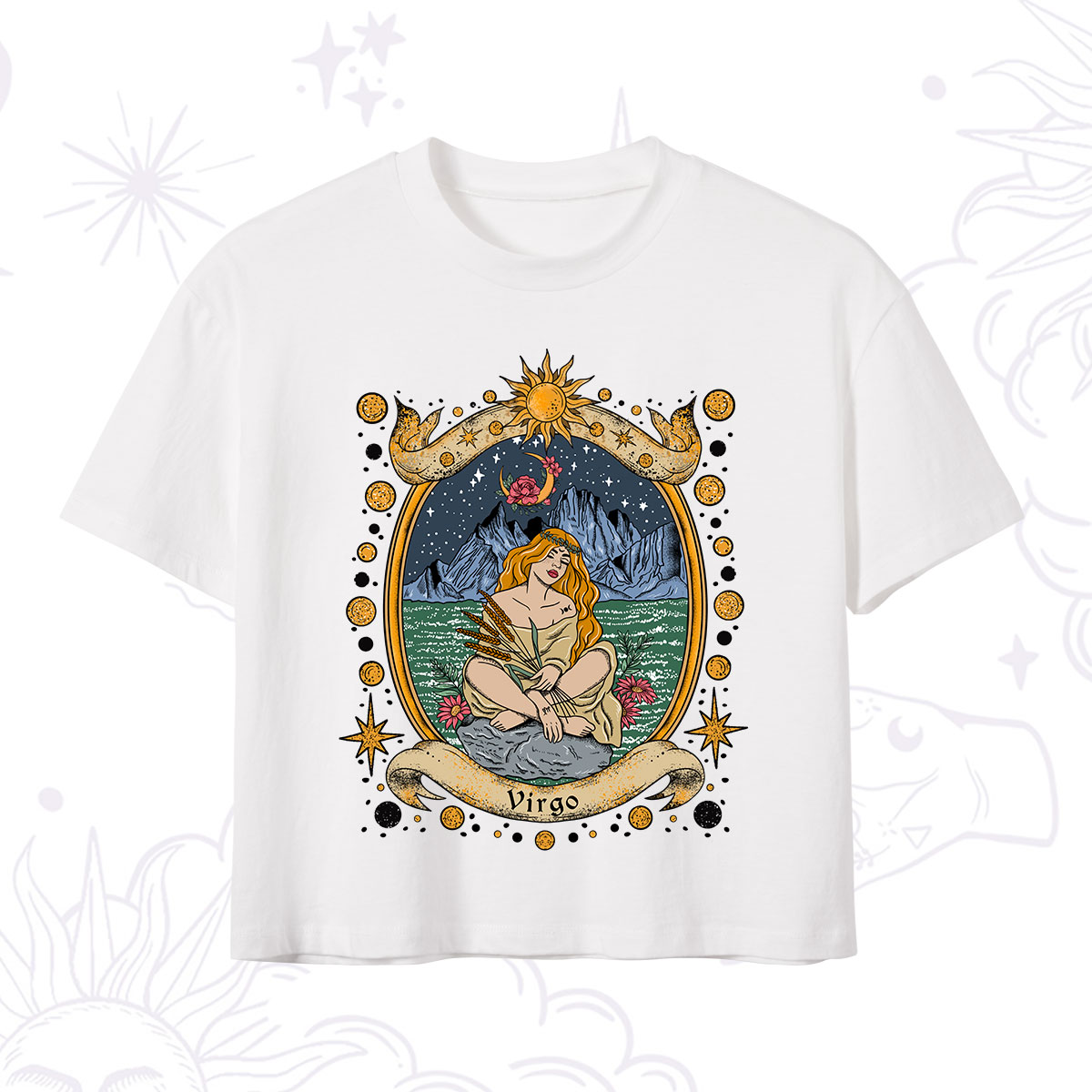 Purplehecate Celestial Virgo Zodiac Crop T-Shirt 