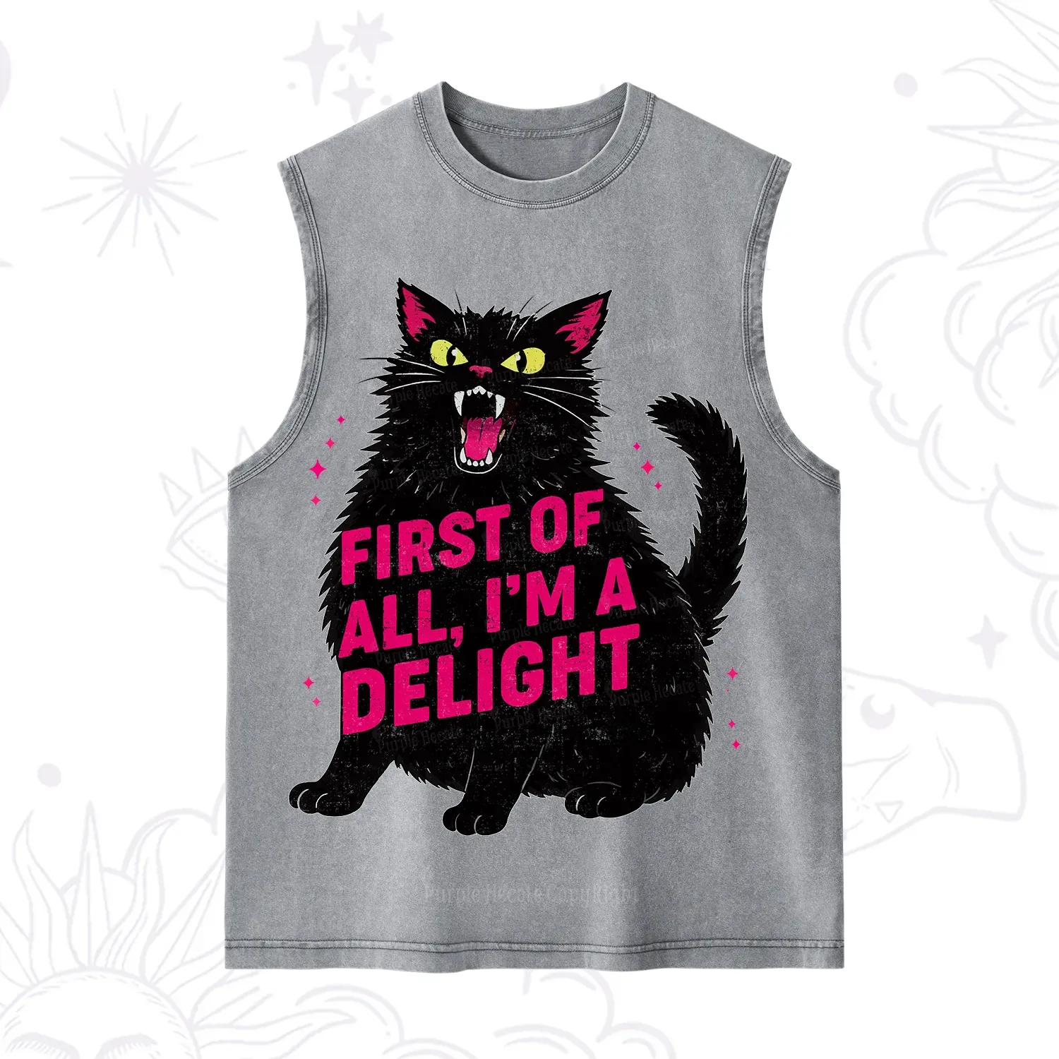 Purplehecate First Of All I'm A Delight Cat Washed Tank