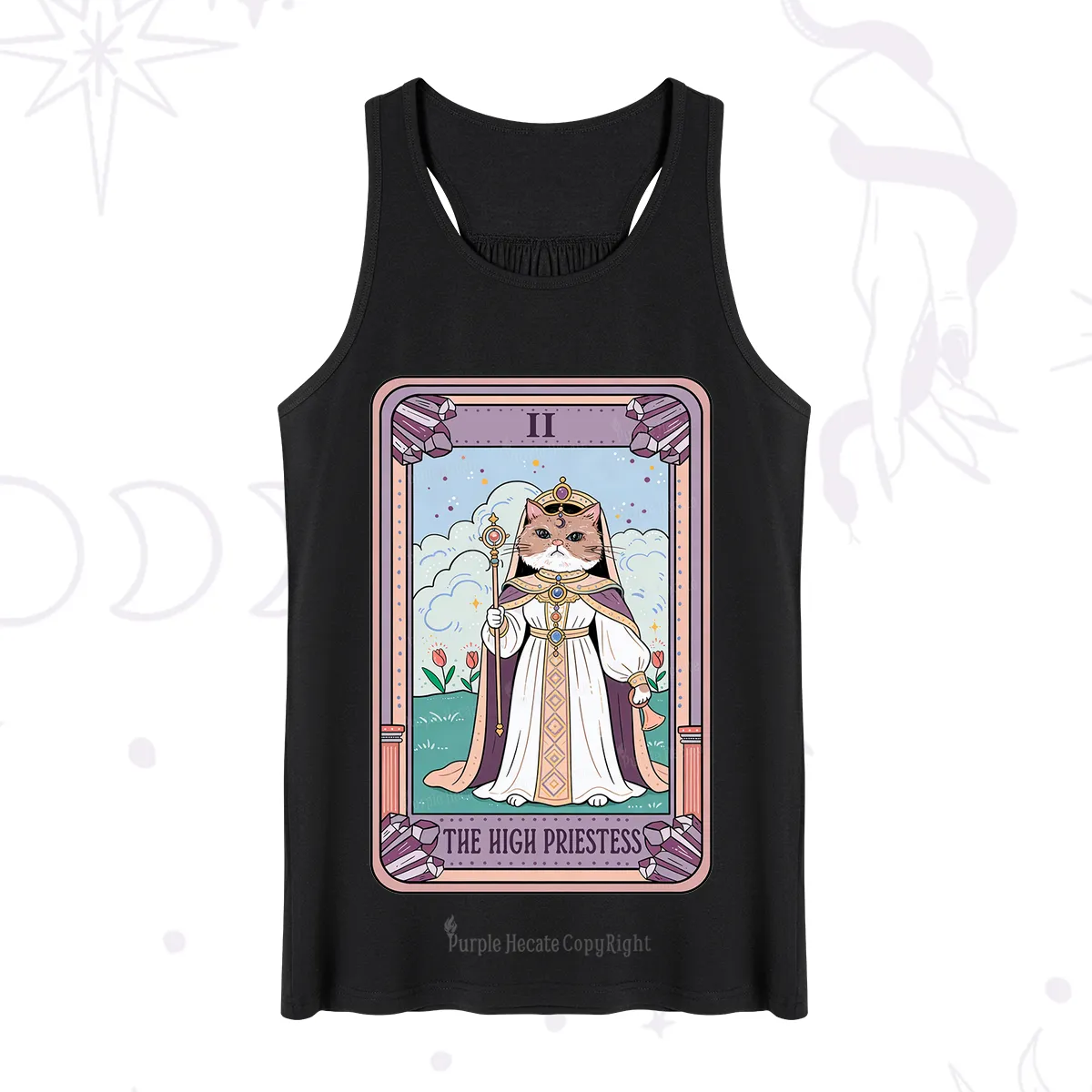 Purplehecate The High Priestess Cat Tarot Tank