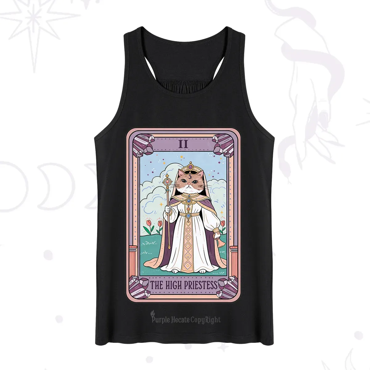 Purplehecate The High Priestess Cat Tarot Tank