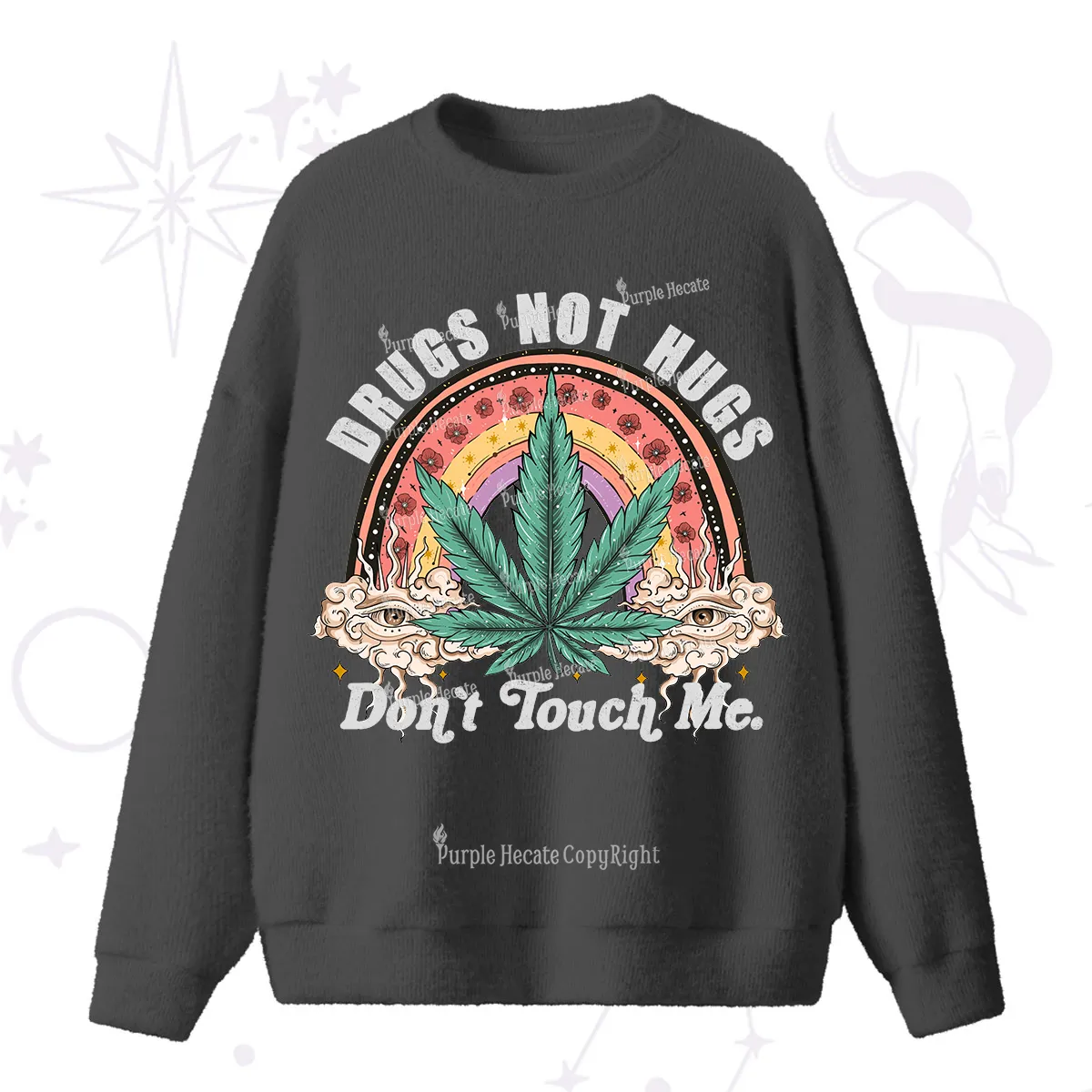 Purplehecate Drugs Not Hugs Fuzzy Ugly Sweater
