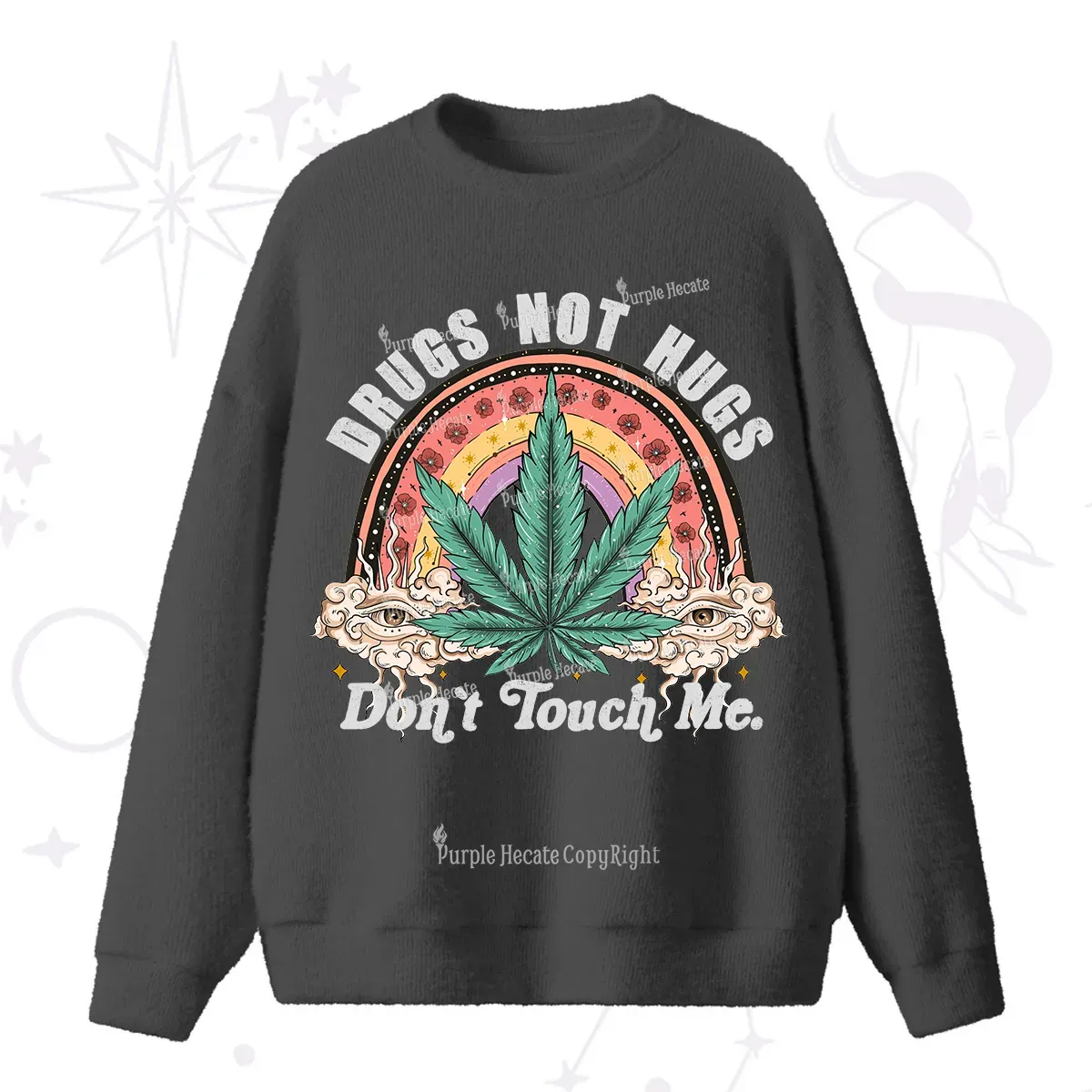 Purplehecate Drugs Not Hugs Fuzzy Ugly Sweater