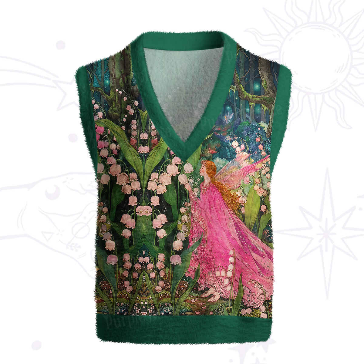 Purplehecate Mystic Secret Lily Fairy Forest Ugly Sweater Vest