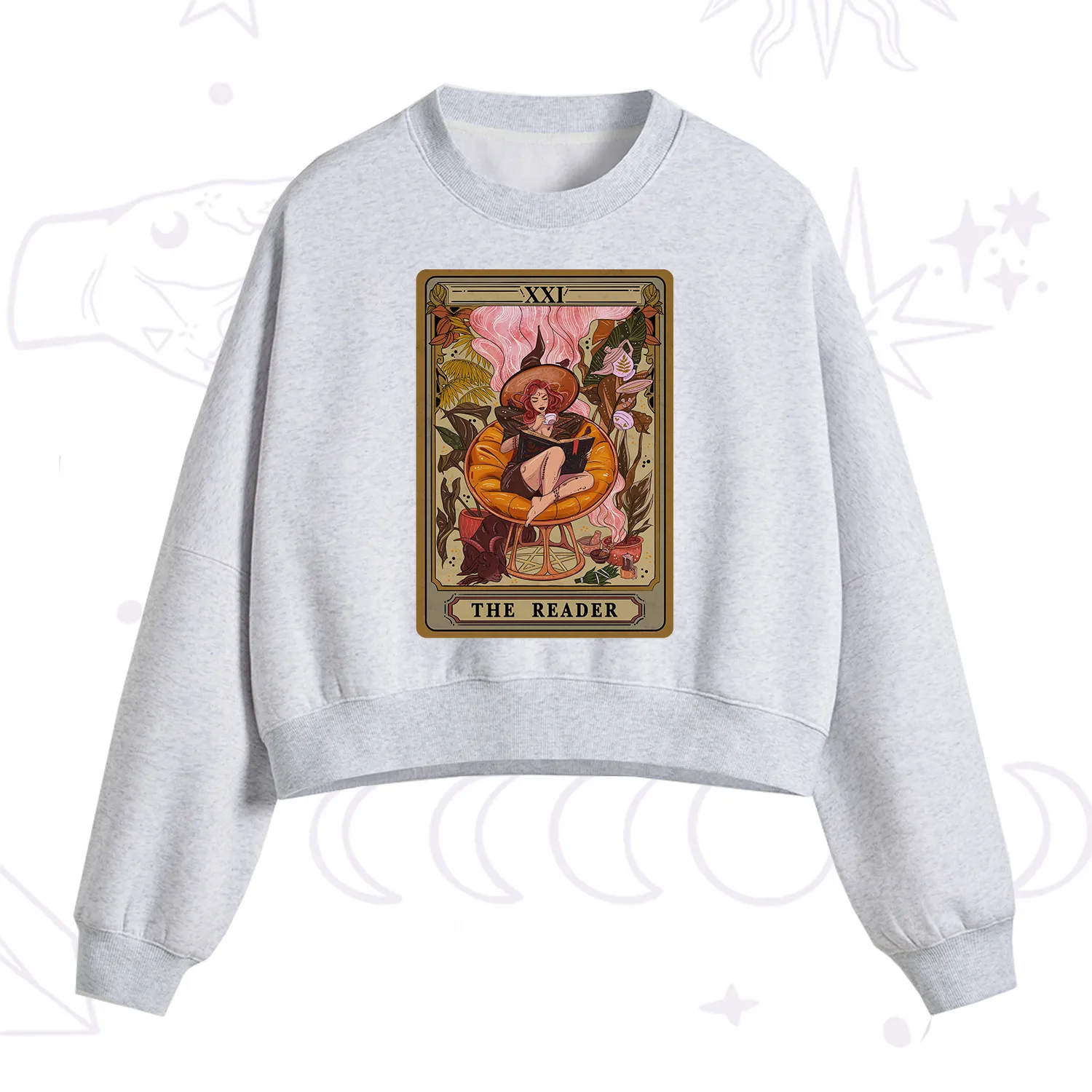 Purplehecate The Reader Tarot Card Fleece Cropped Sweatshirt
