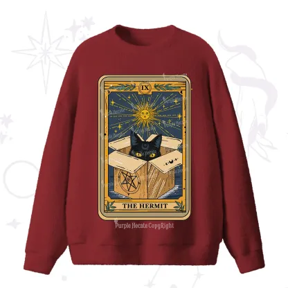 Purplehecate The Hermit Cat Tarot Card Fuzzy Ugly Sweater