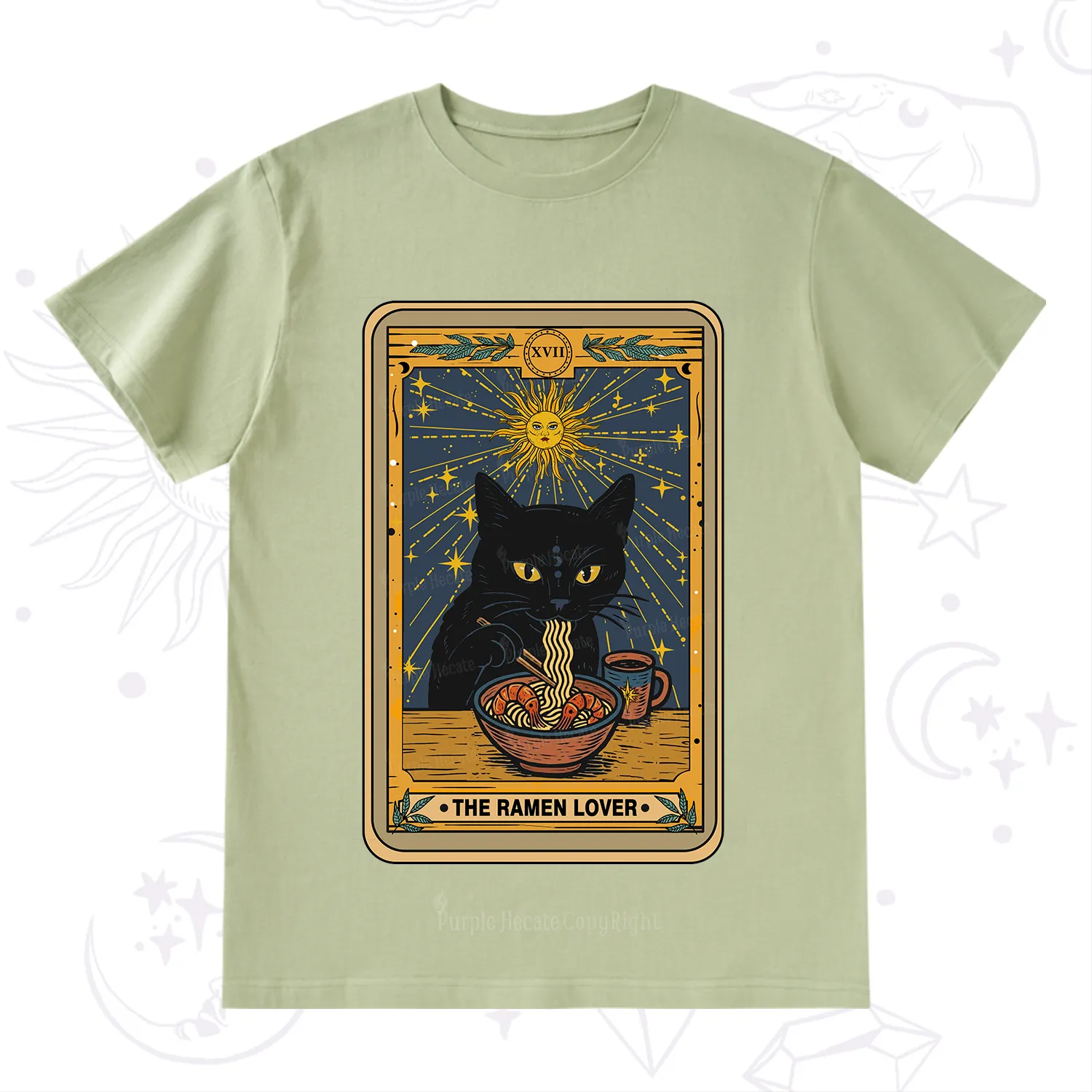 Purplehecate The Ramen Lover Cat Tarot T-Shirt