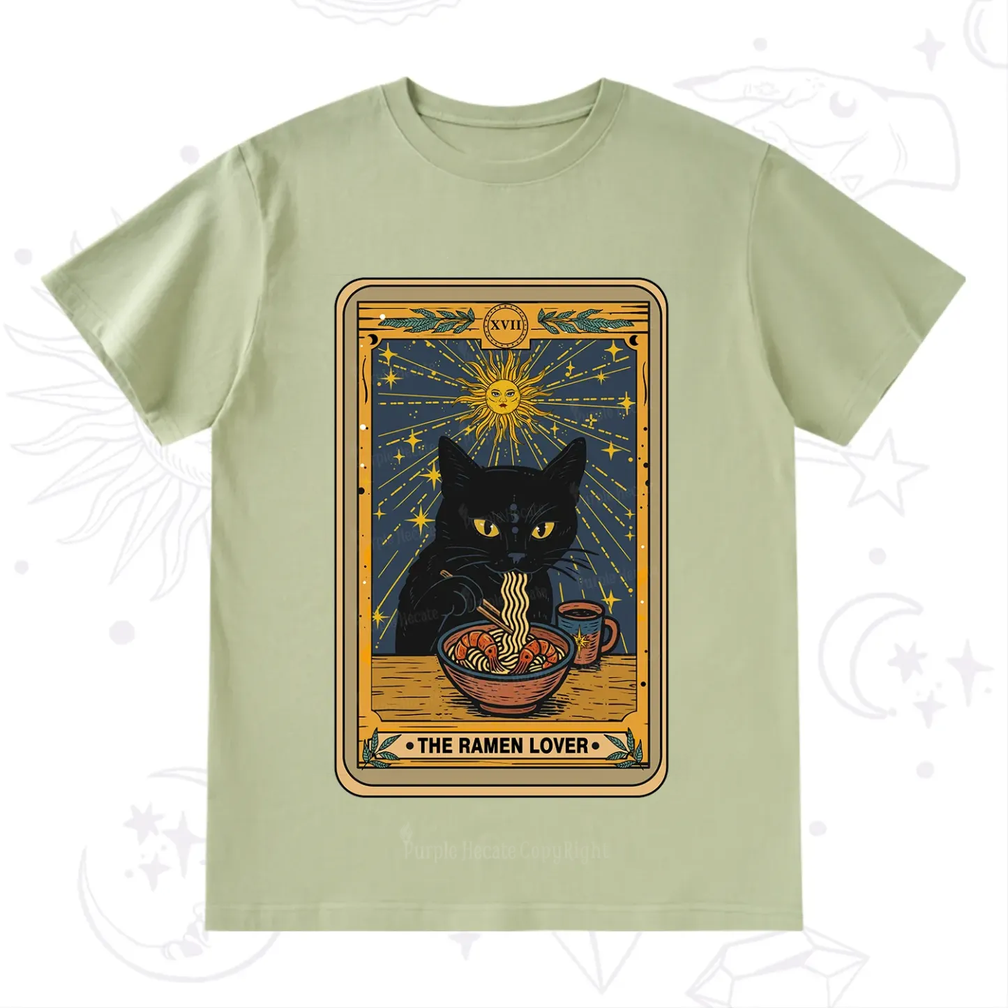 Purplehecate The Ramen Lover Cat Tarot T-Shirt