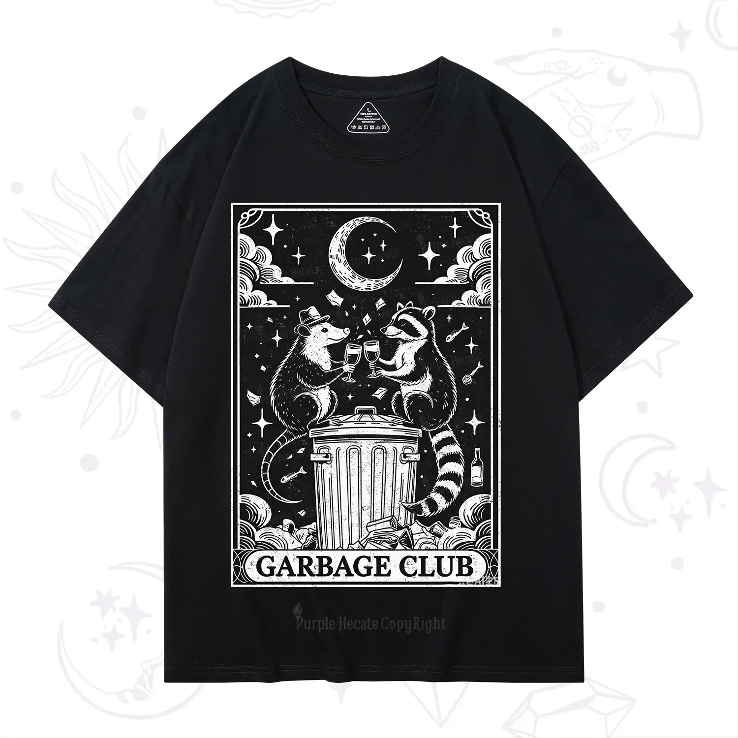 Purplehecate The Garbage Club Tarot Raccoon Party T-Shirt