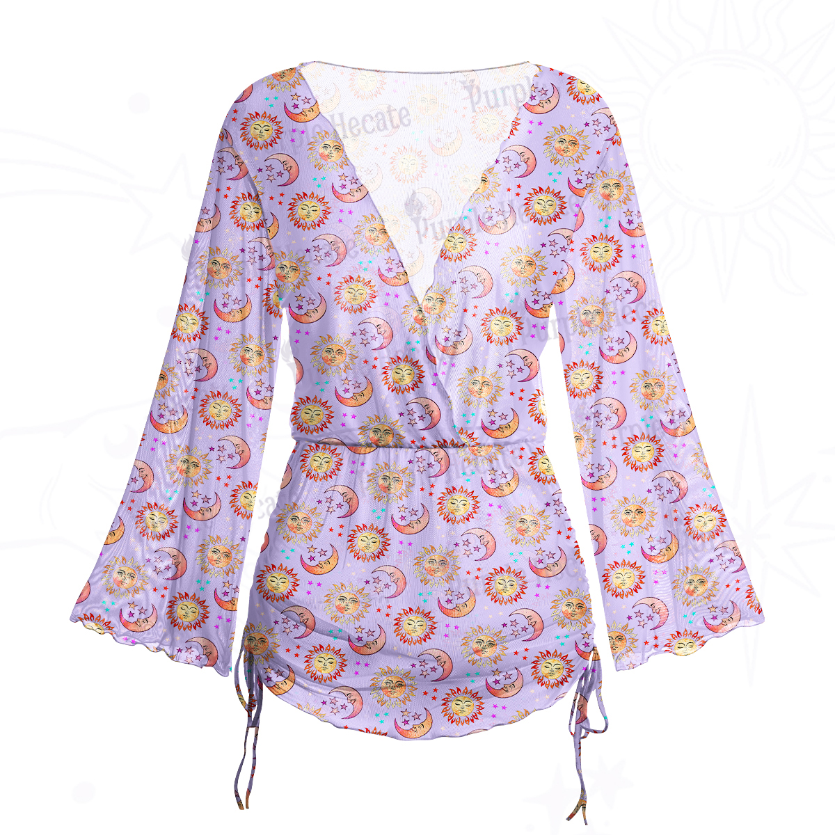 Purplehecate Sun & Moon Whispers Mesh Cover Up Dress