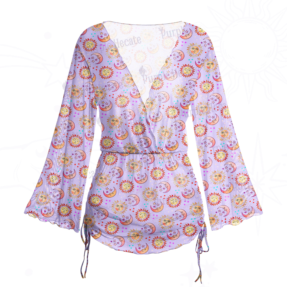 Purplehecate Sun & Moon Whispers Mesh Cover Up Dress