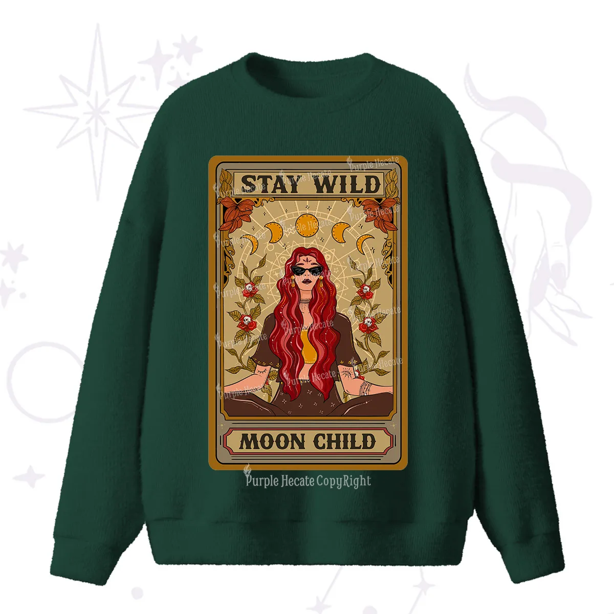 Purplehecate The Stay Wild Moon Child Oracle Card Fuzzy Ugly Sweater