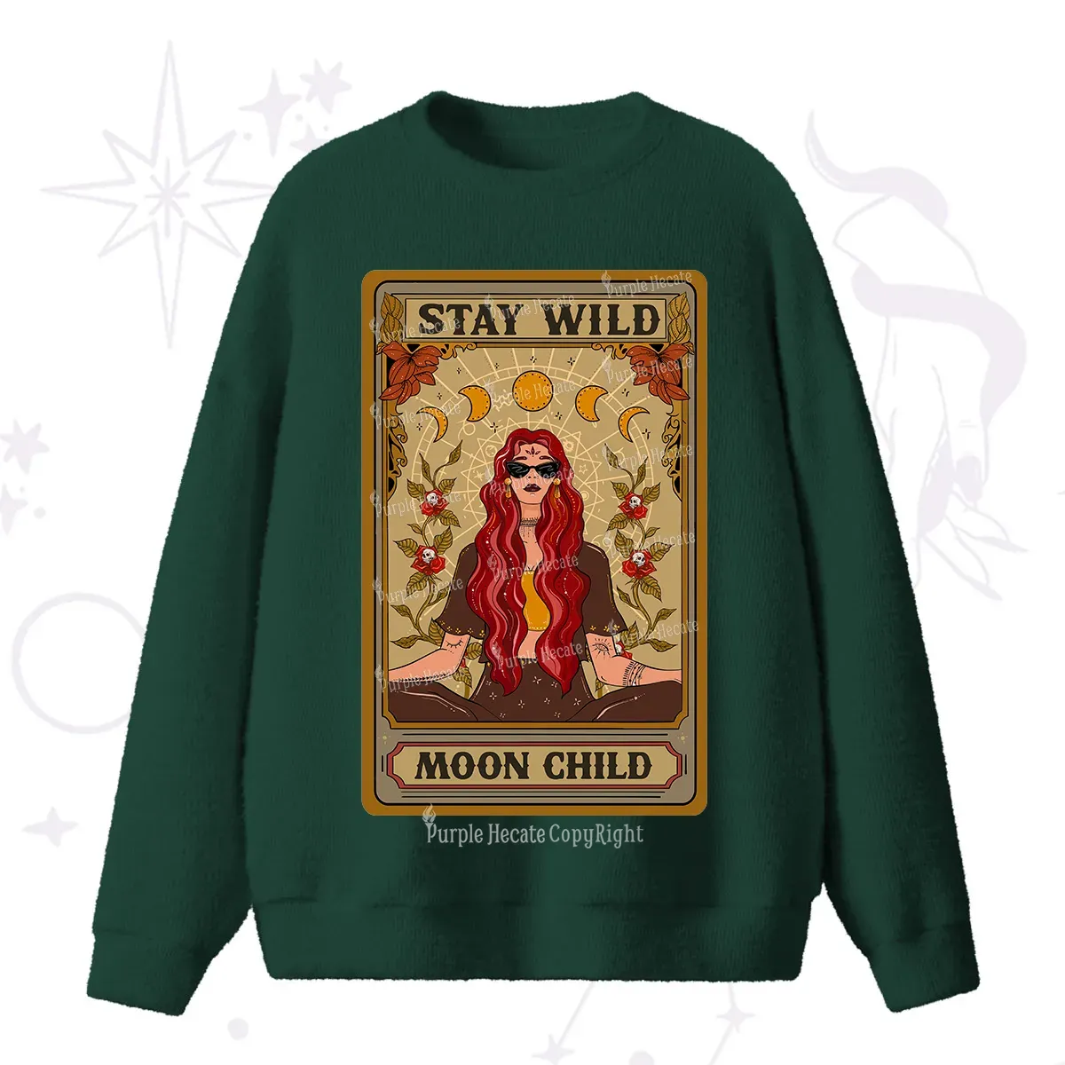 Purplehecate The Stay Wild Moon Child Oracle Card Fuzzy Ugly Sweater