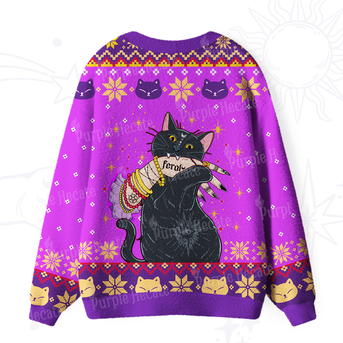 Purplehecate Feral Cat Ugly Cardigan Sweaters