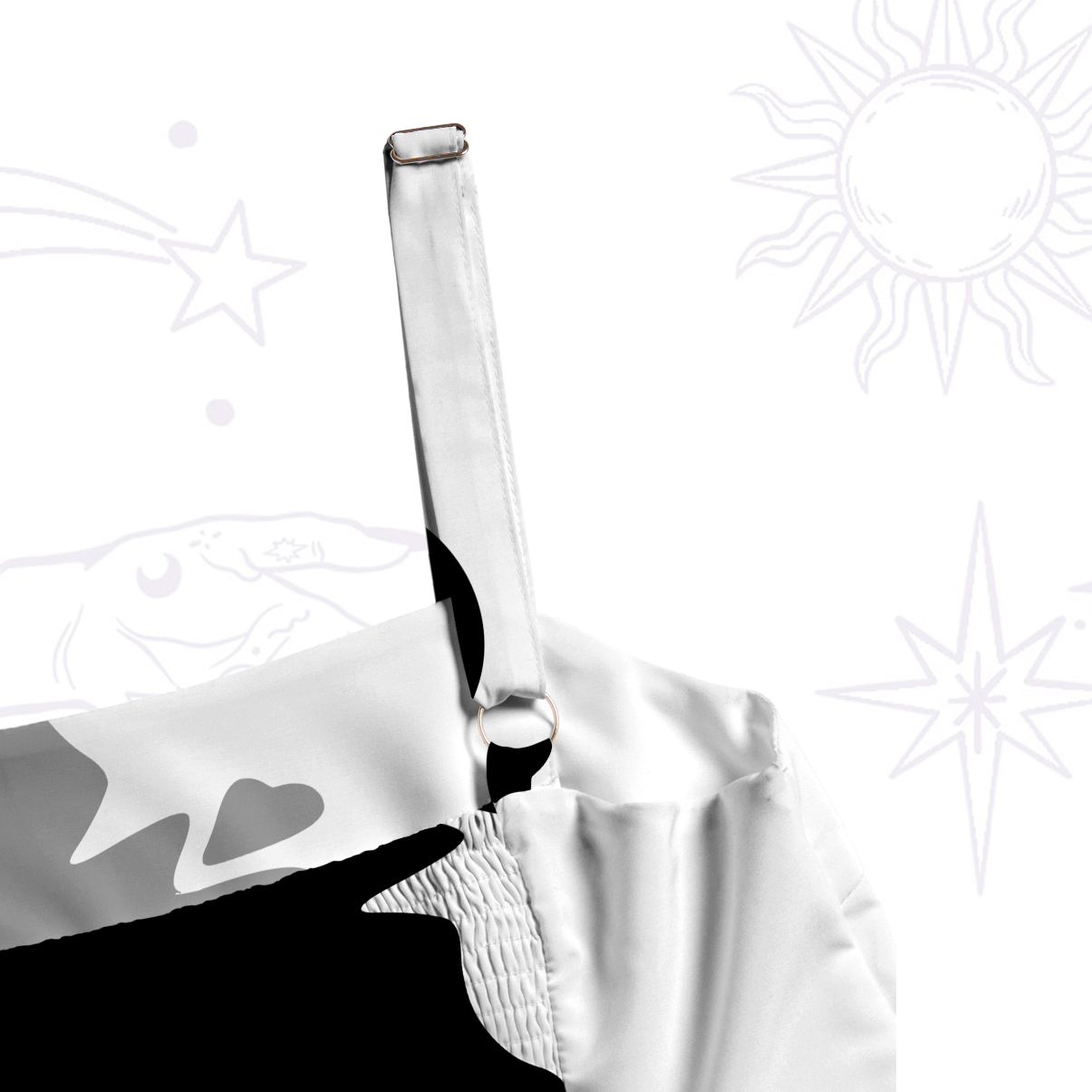 Purplehecate Yin Yang Cat Lover Wide Straps Maxi Dress