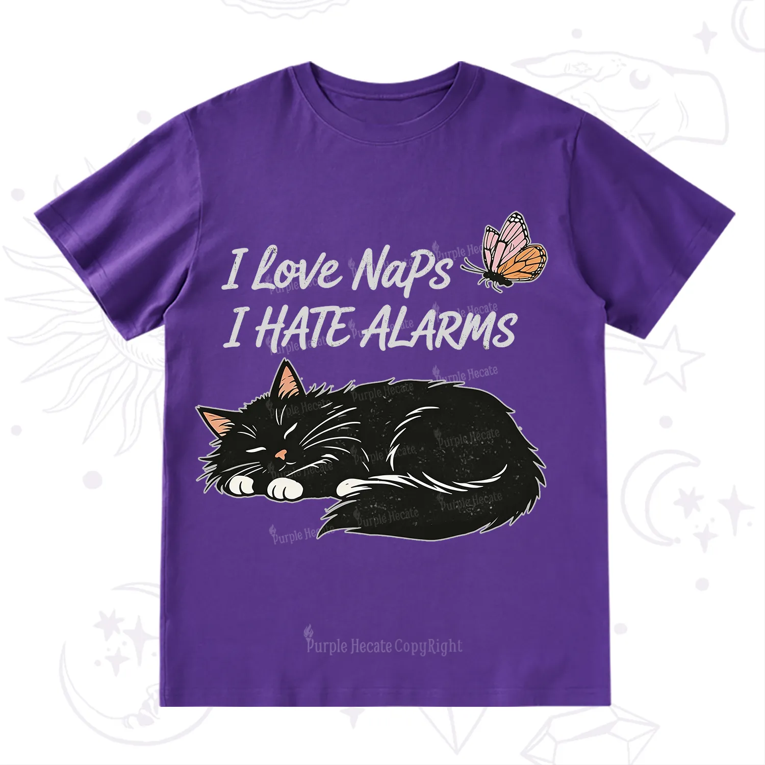 Purplehecate I Love Naps I Hate Alarms T-Shirt