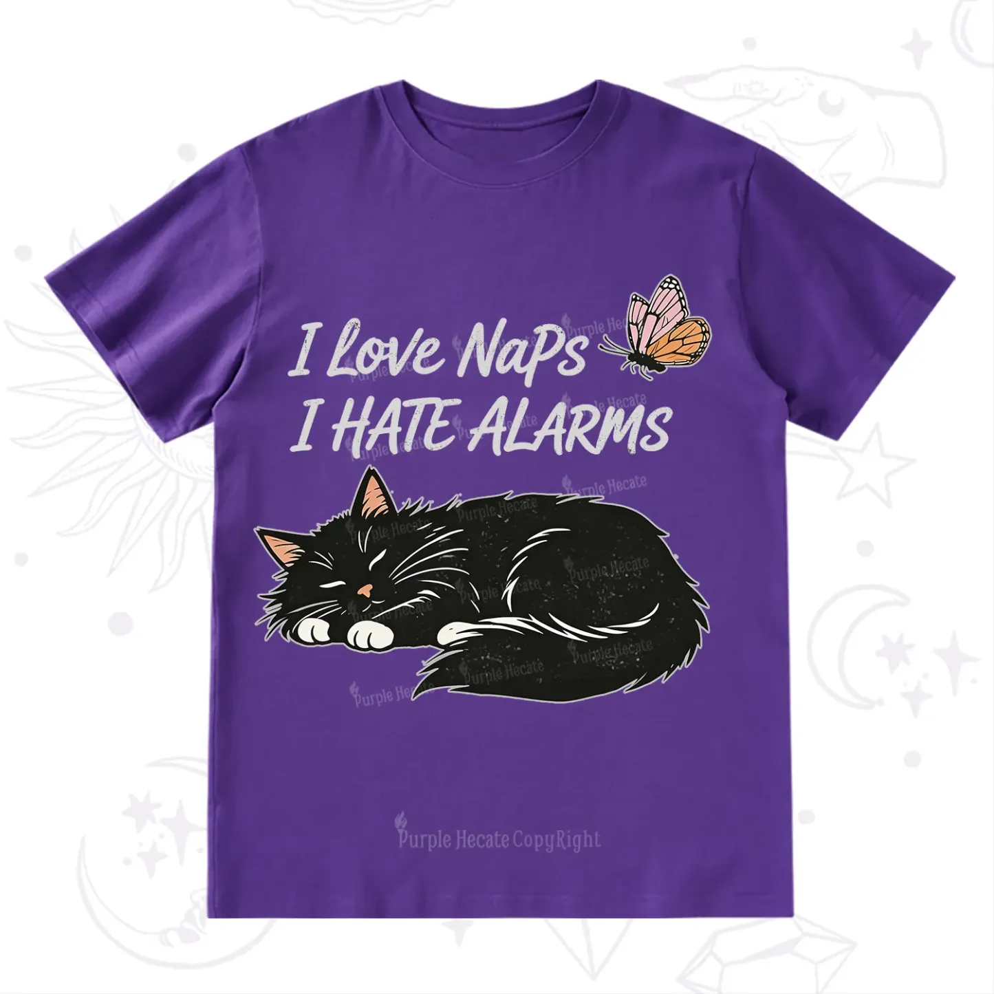 Purplehecate I Love Naps I Hate Alarms T-Shirt