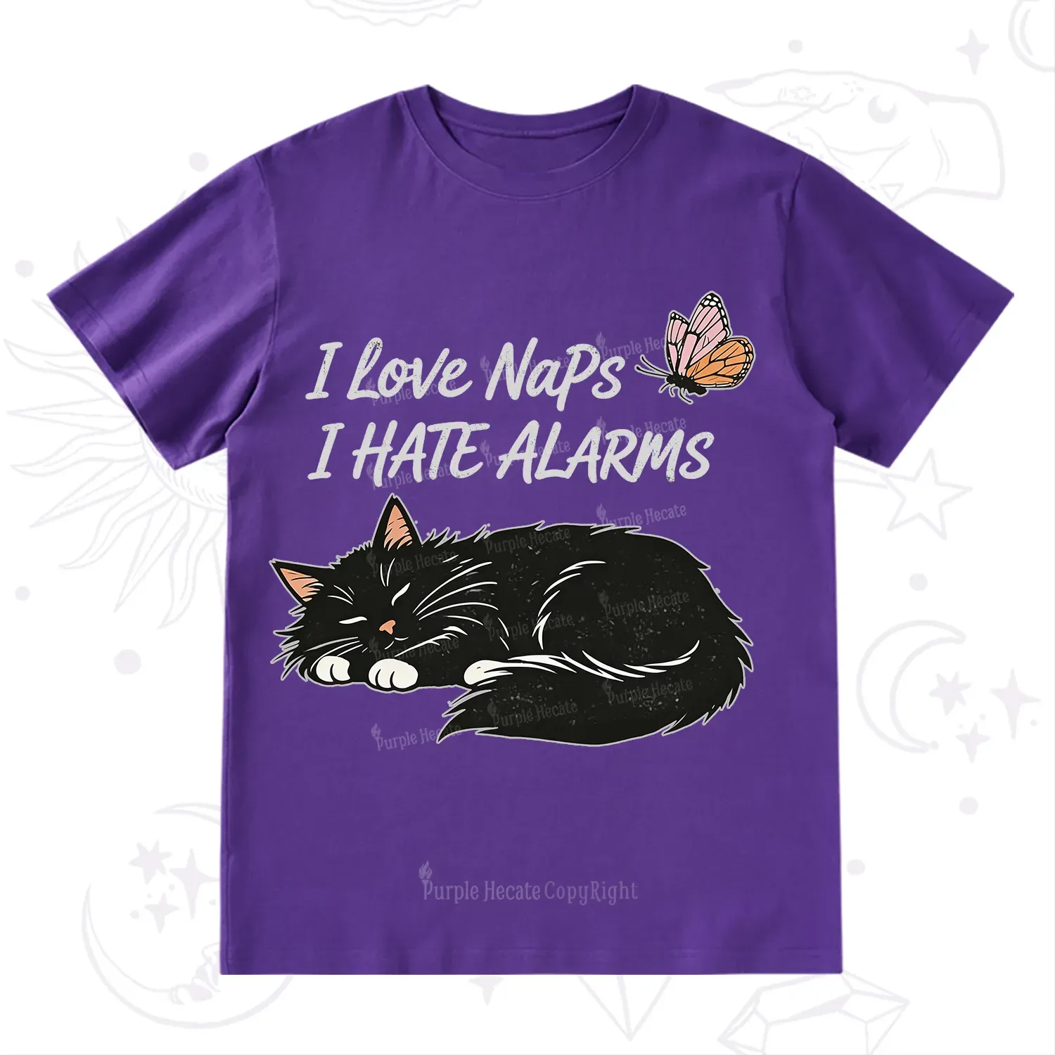 Purplehecate I Love Naps I Hate Alarms T-Shirt