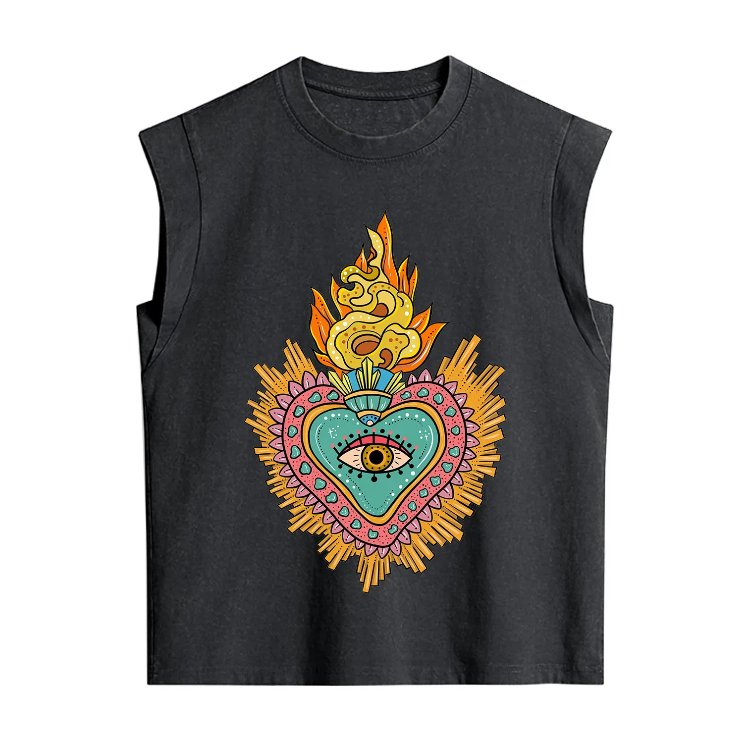 Purplehecate Rainbow Sacred Heart Vintage Washed Tank