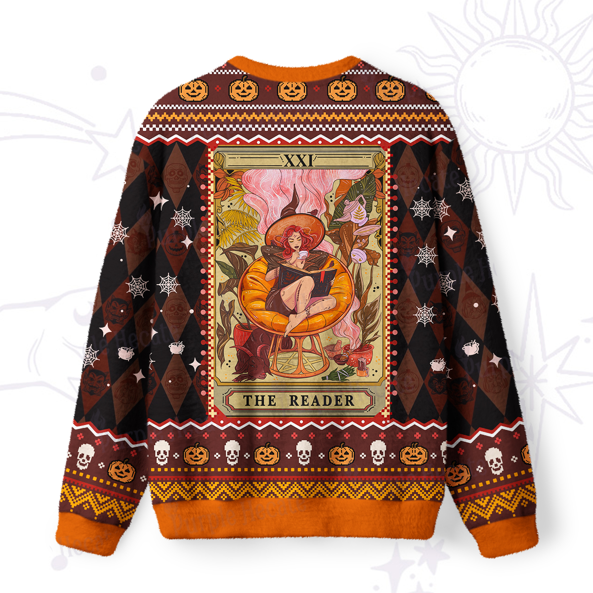 Purplehecate The Reader Tarot Card Ugly Halloween Sweatshirts