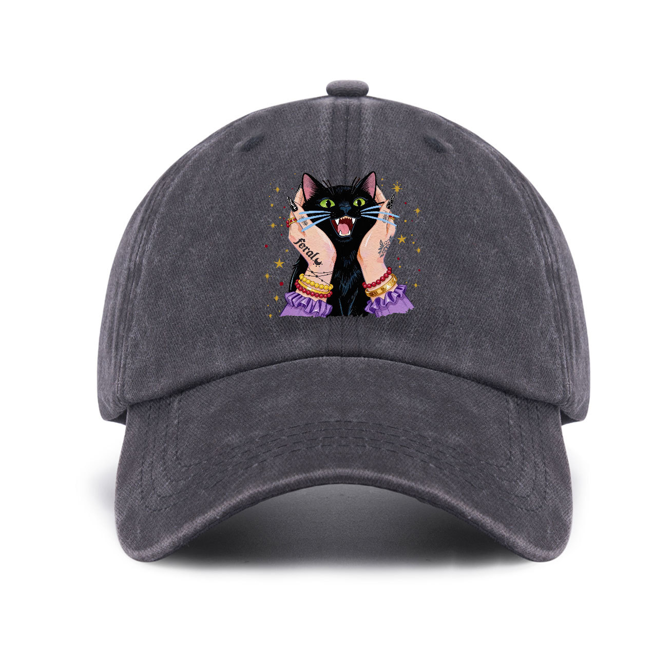 Purplehecate Feral Cat Magic Baseball Cap