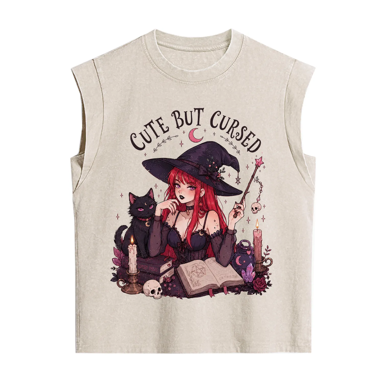 Purplehecate Cute But Cursed Witch Vintage Washed Tank