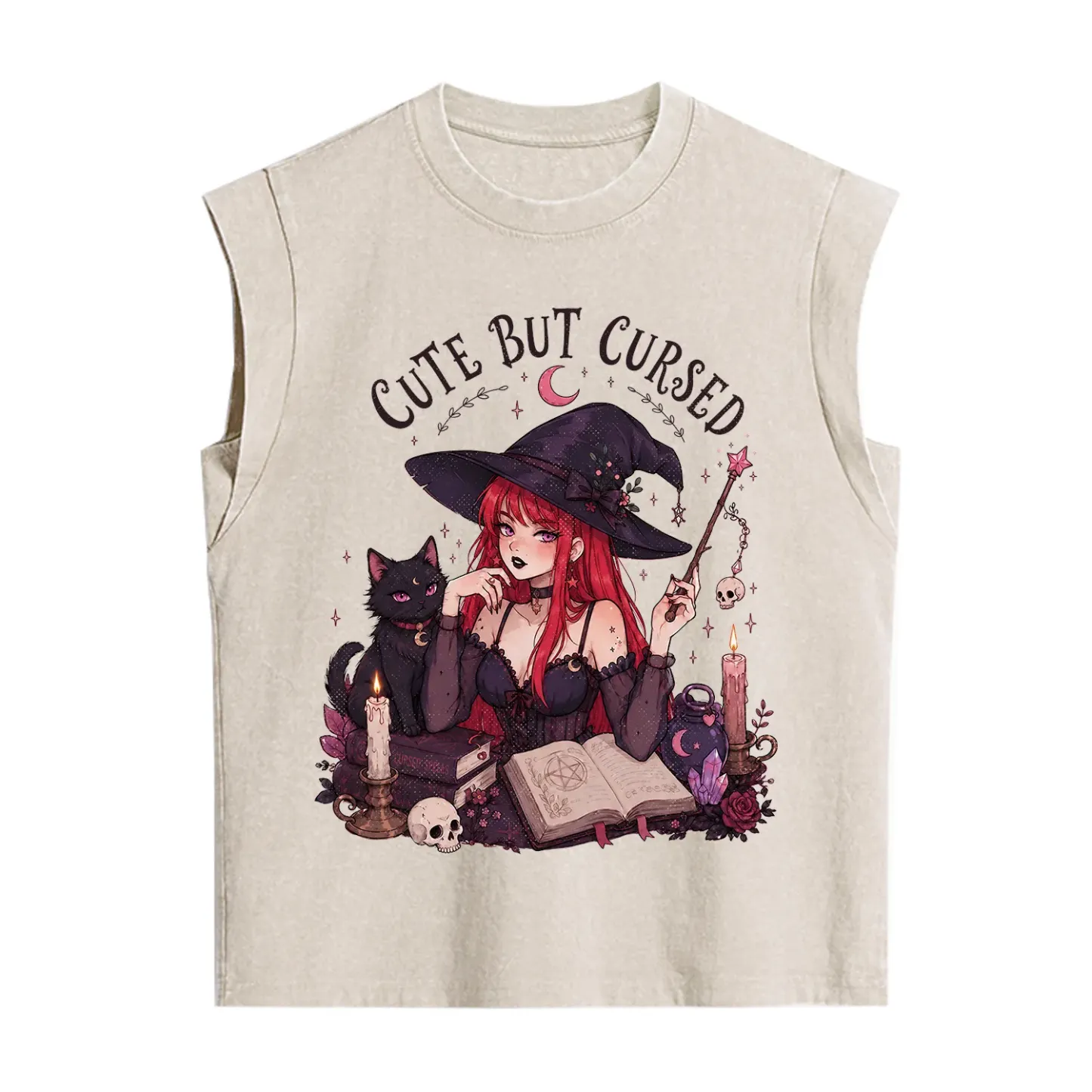Purplehecate Cute But Cursed Witch Vintage Washed Tank