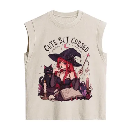 Purplehecate Cute But Cursed Witch Vintage Washed Tank