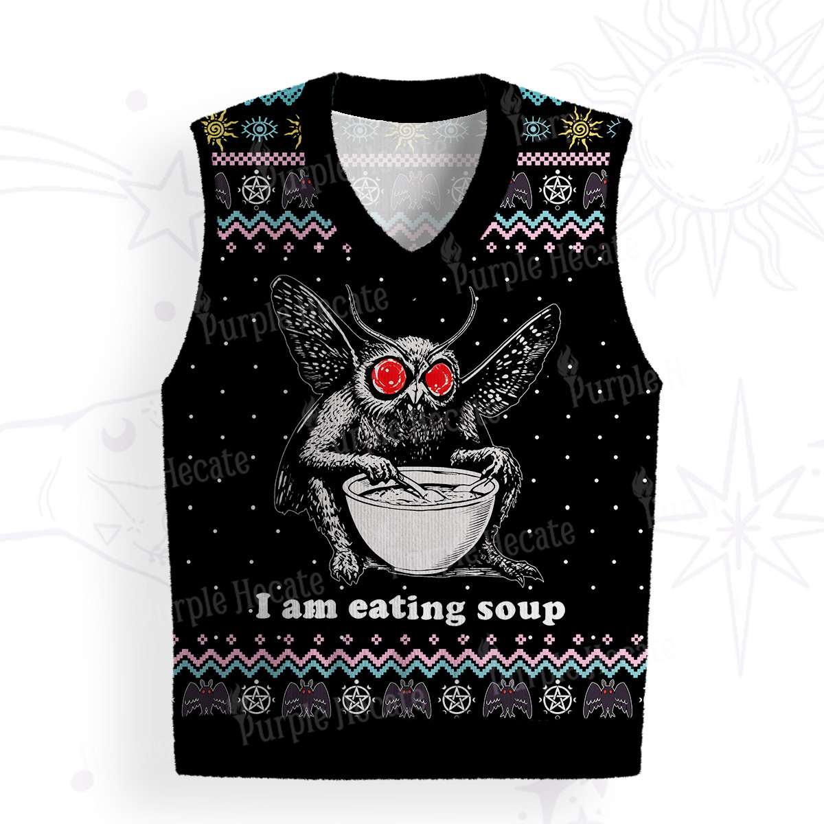 Purplehecate Mothman Eating Soup Ugly Sweater Vest