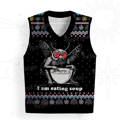 Purplehecate Mothman Eating Soup Ugly Sweater Vest