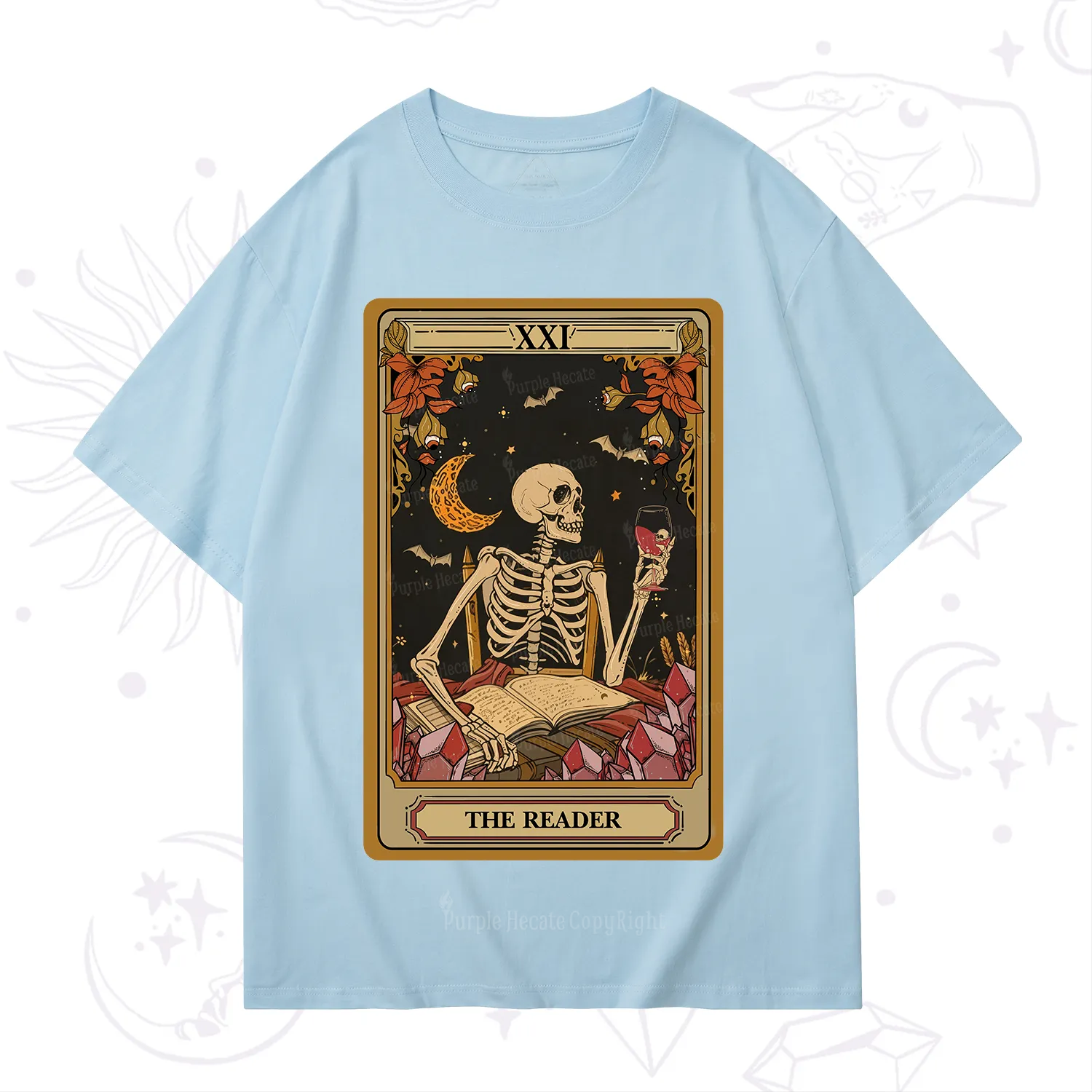 Purplehecate The Reader Tarot Skeleton T-Shirt