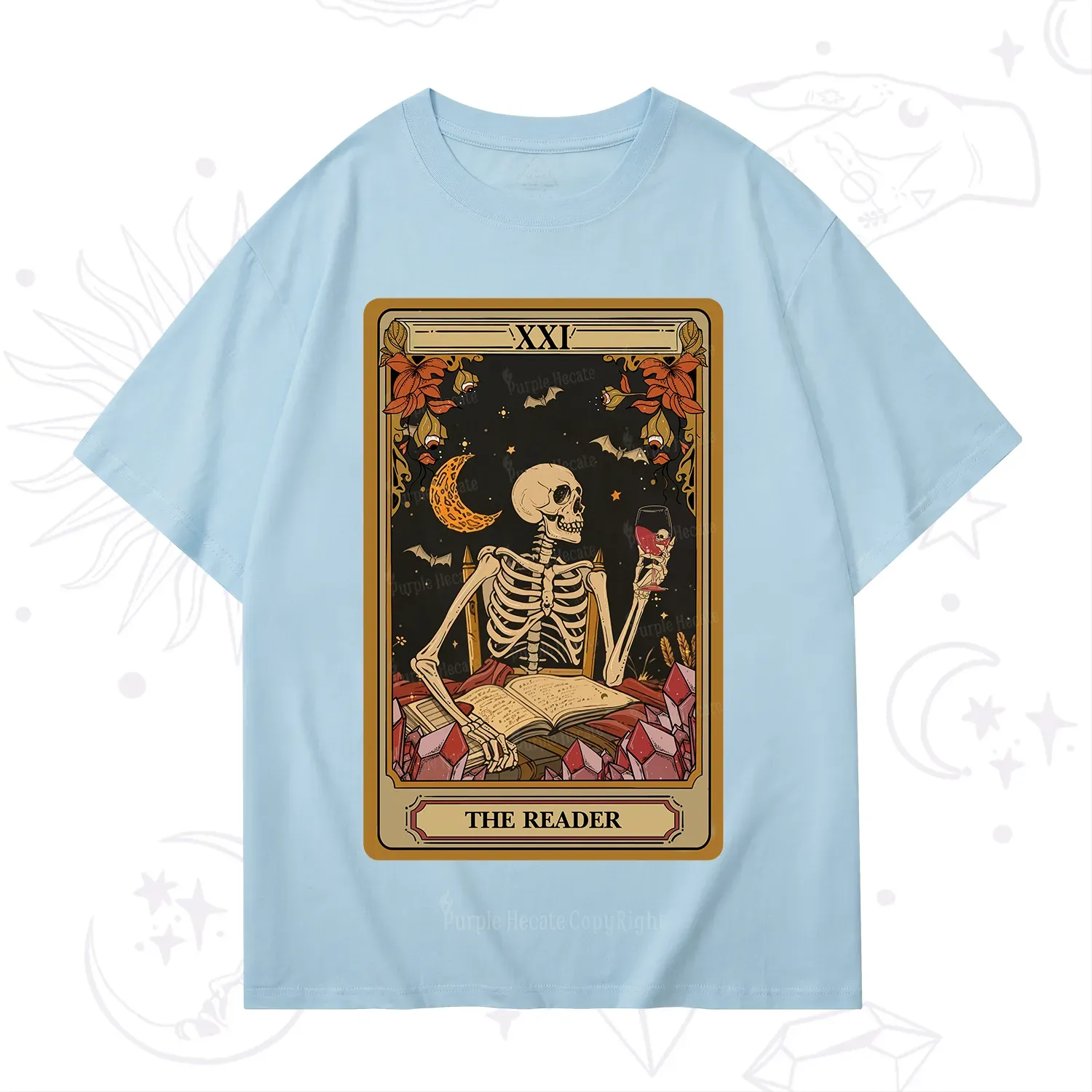 Purplehecate The Reader Tarot Skeleton T-Shirt