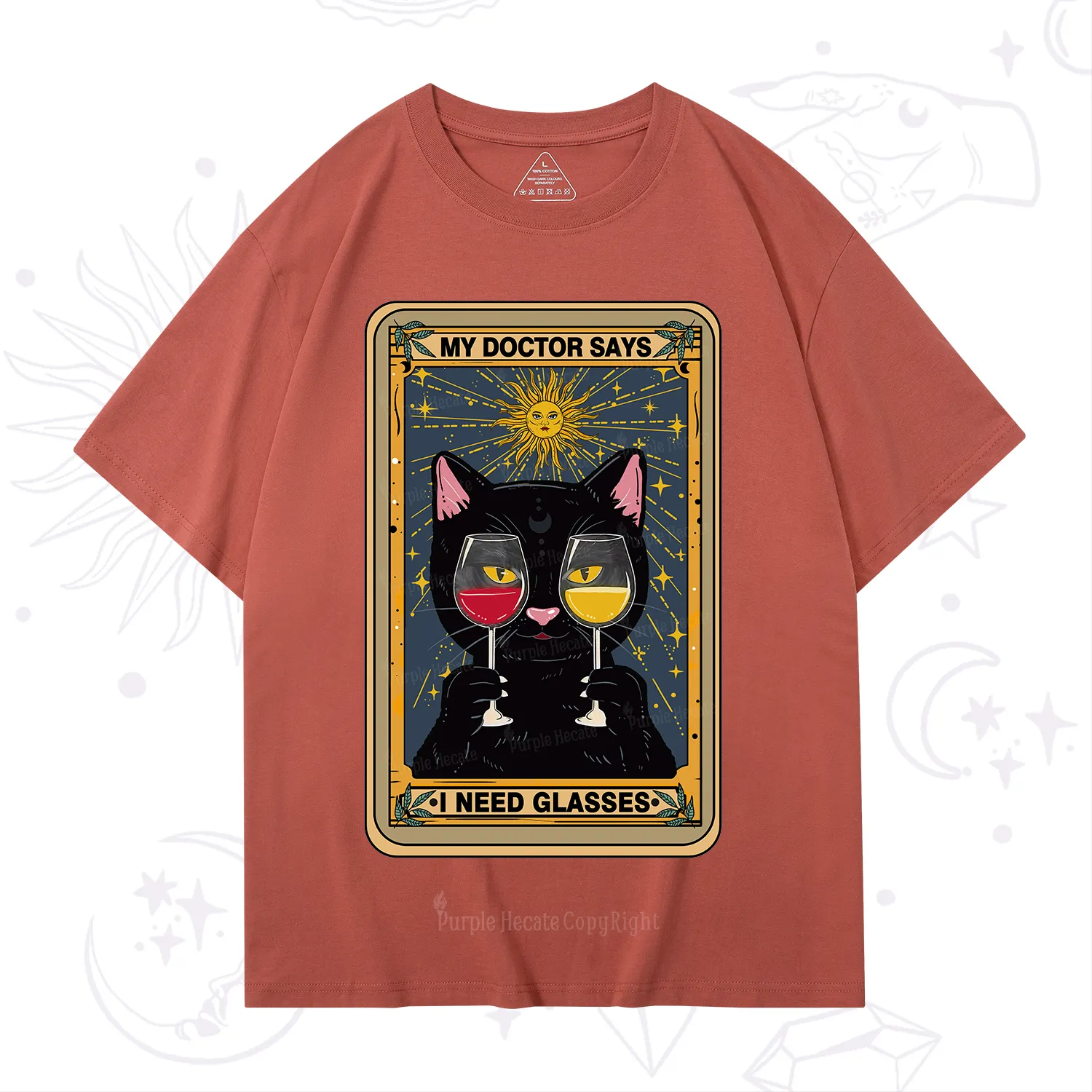 Purplehecate Funny Black Cat My Doctor Says I Need Glasses Tarot T-Shirt
