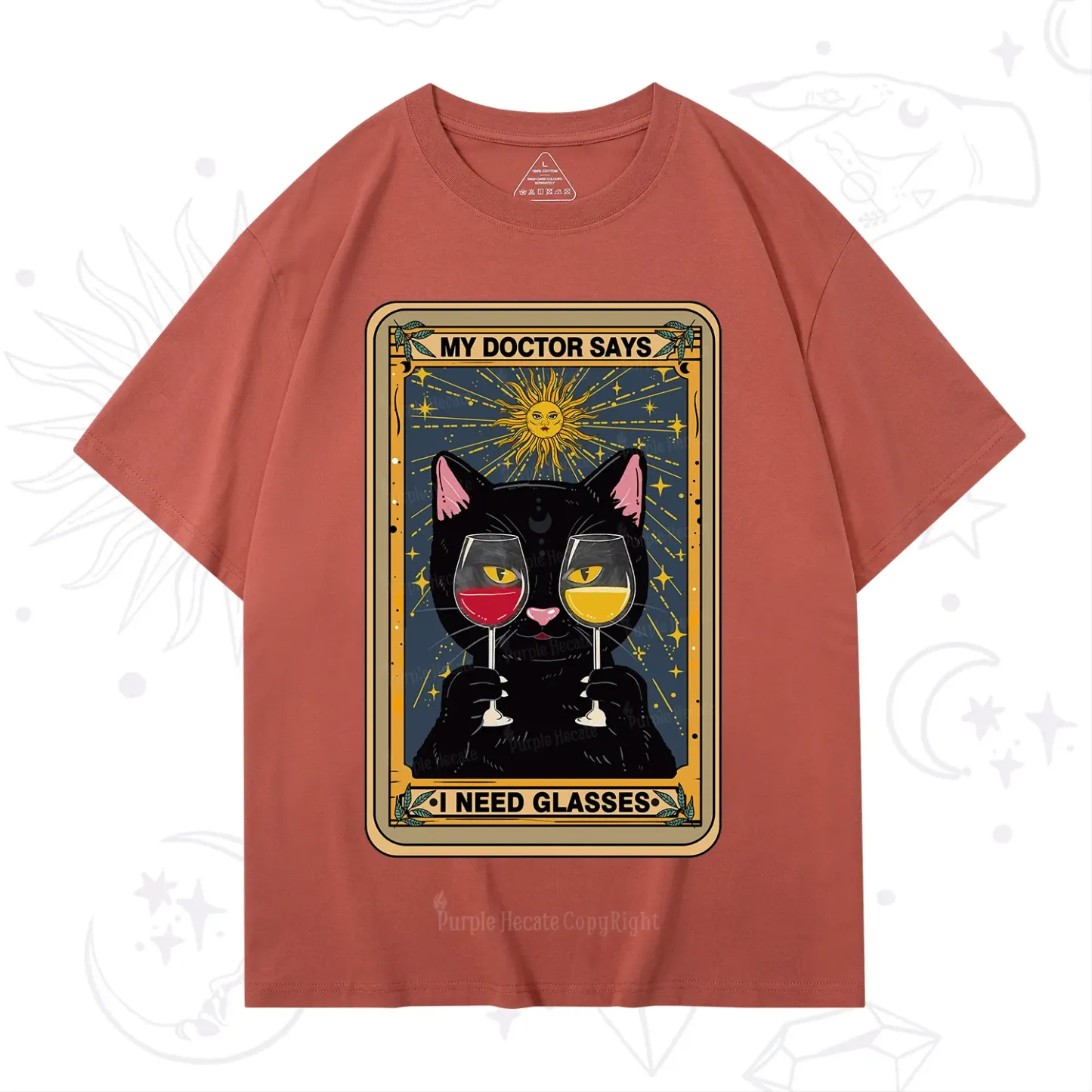 Purplehecate Funny Black Cat My Doctor Says I Need Glasses Tarot T-Shirt