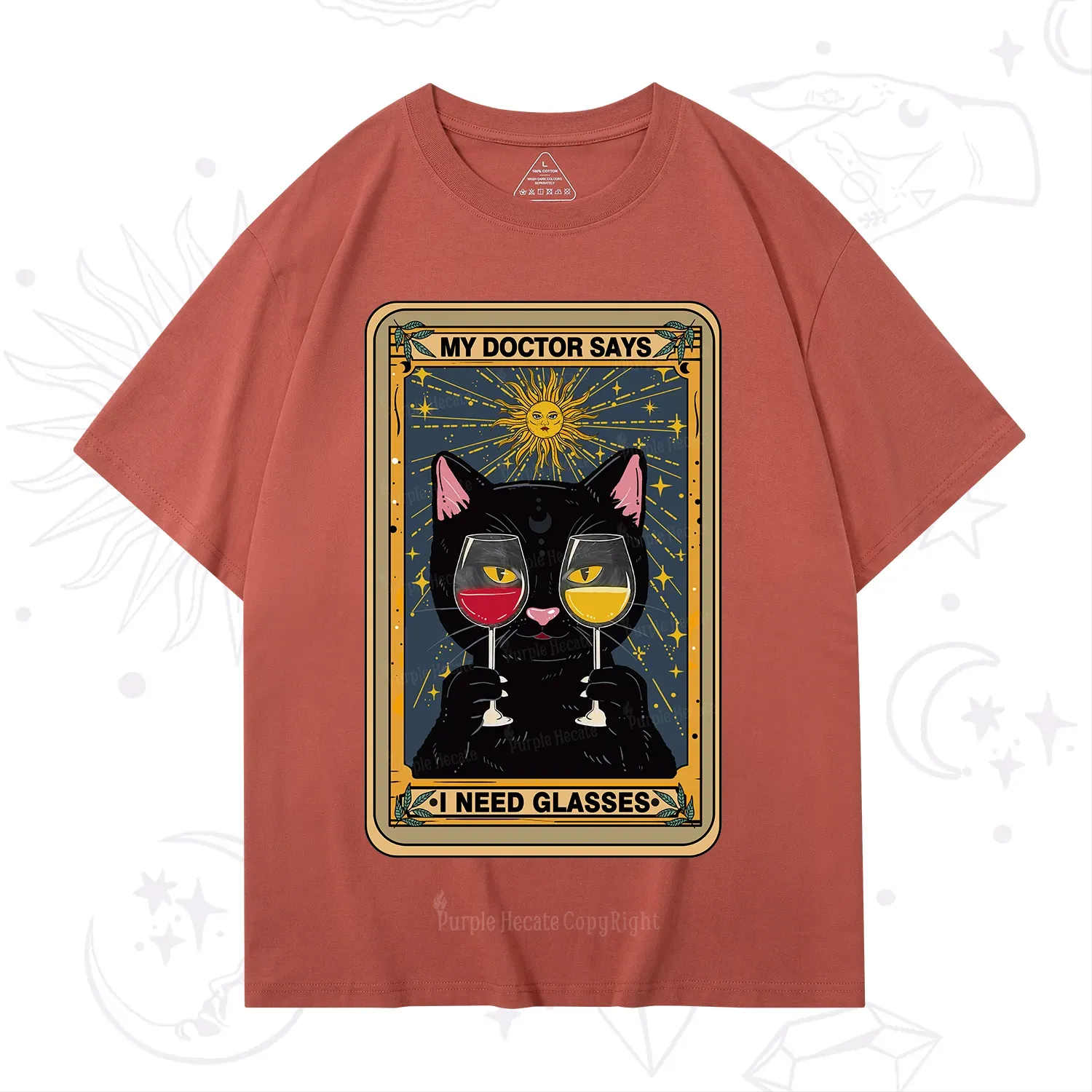 Purplehecate Funny Black Cat My Doctor Says I Need Glasses Tarot T-Shirt