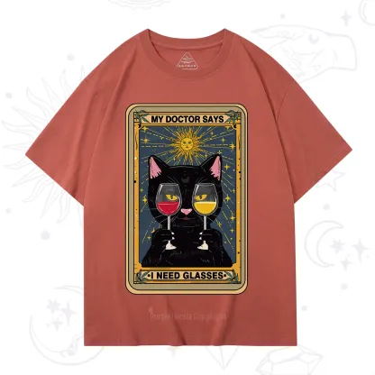 Purplehecate Funny Black Cat My Doctor Says I Need Glasses Tarot T-Shirt