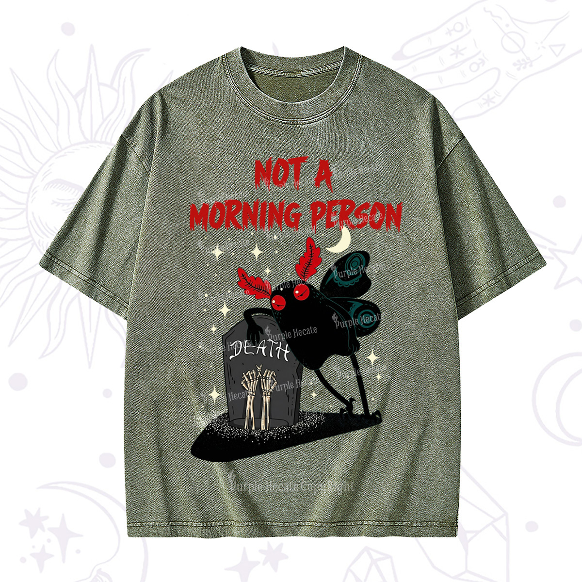 Purplehecate Not A Morning Person Washed T-Shirt