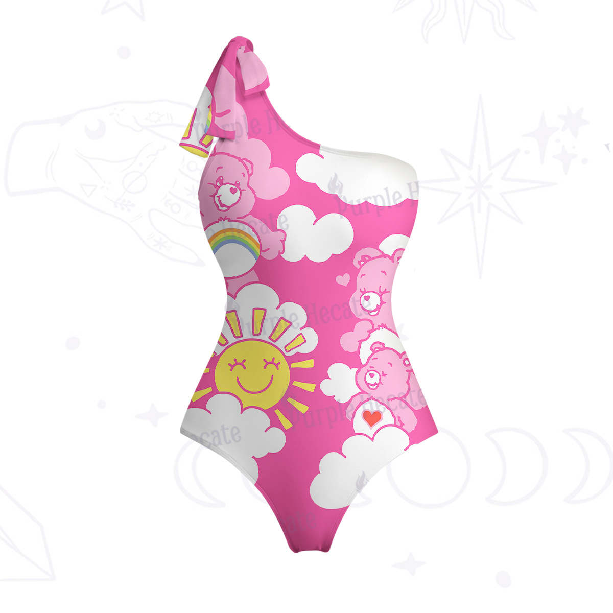 Purplehecate Sweet Dream Bear One-Shoulder One-Piece Swimsuit