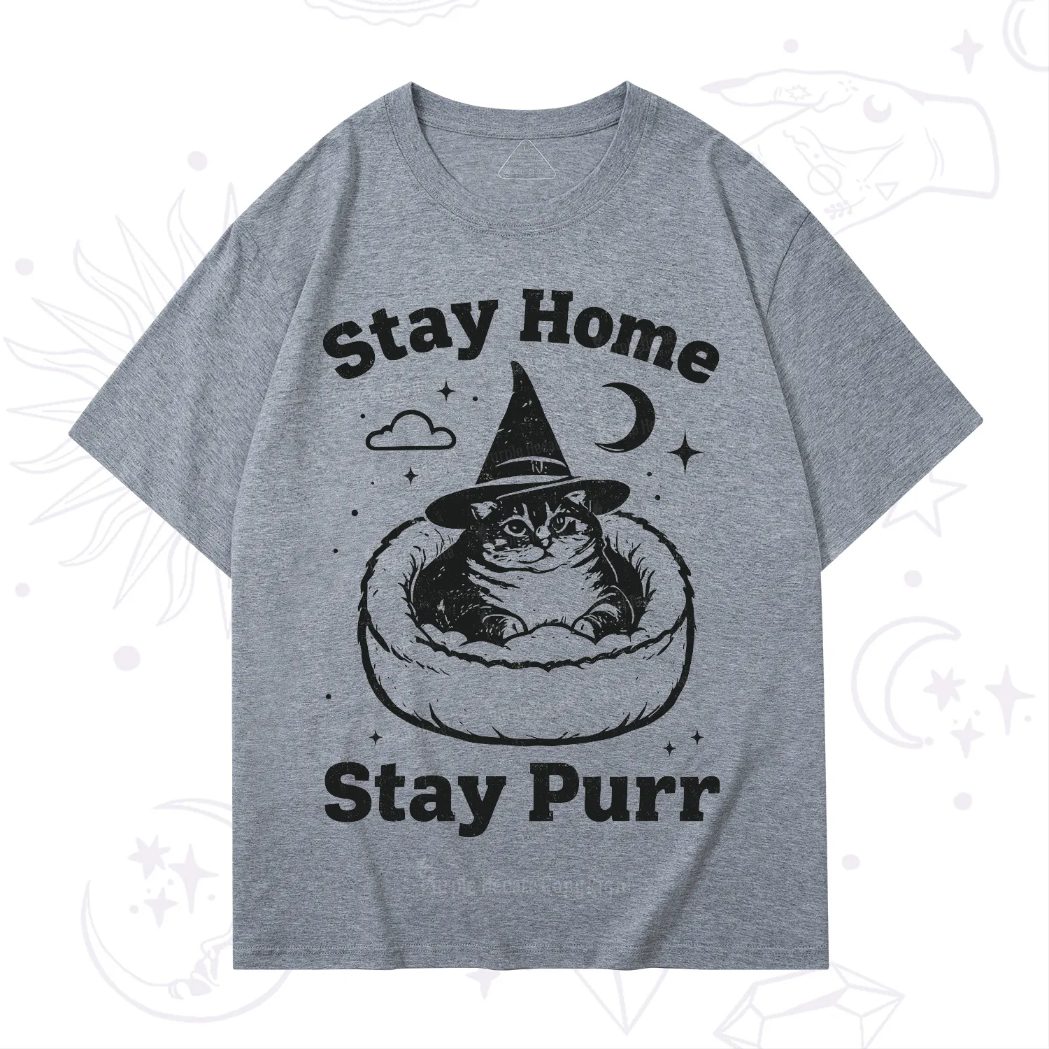 Purplehecate Stay Home Stay Purr Witch Cat T-Shirt