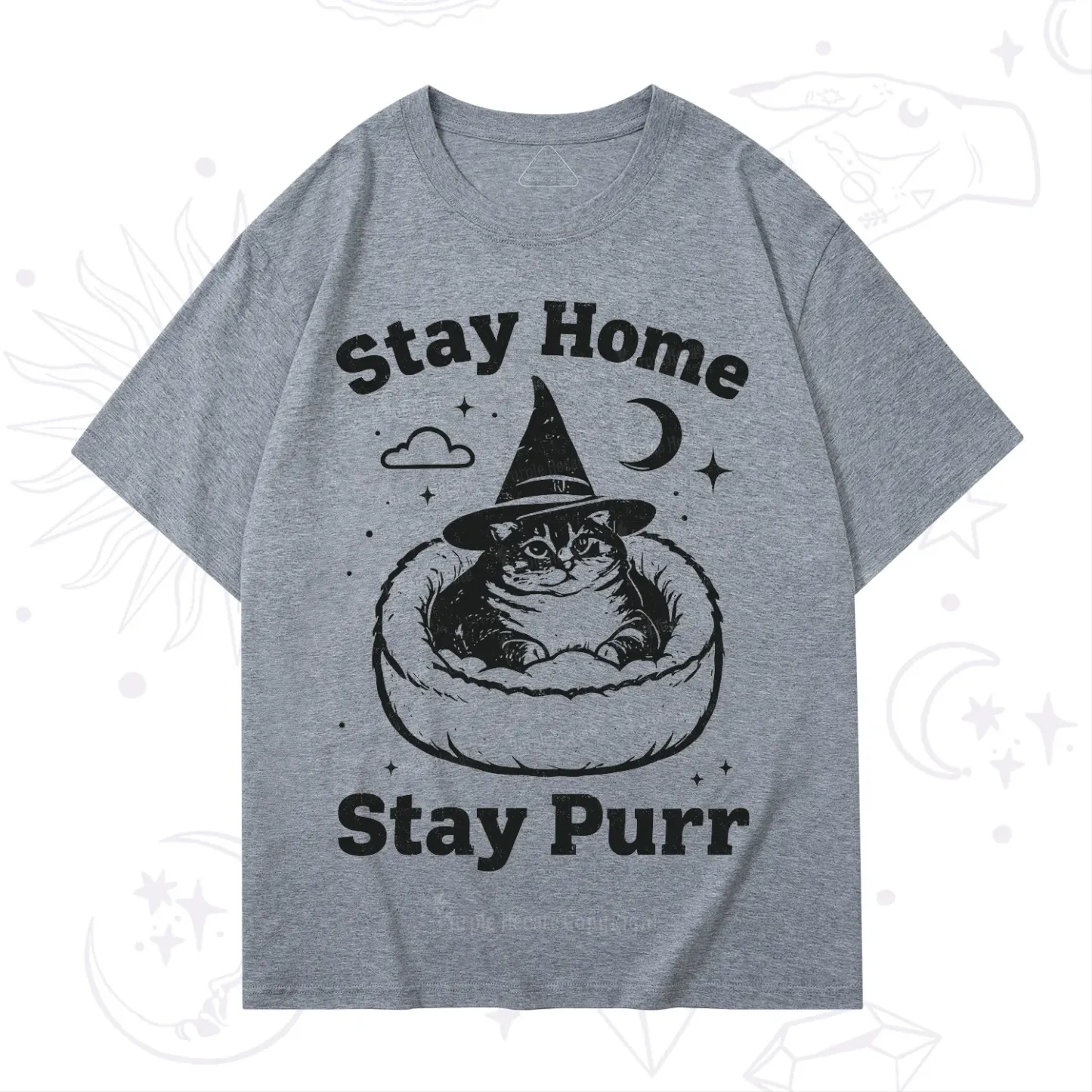 Purplehecate Stay Home Stay Purr Witch Cat T-Shirt