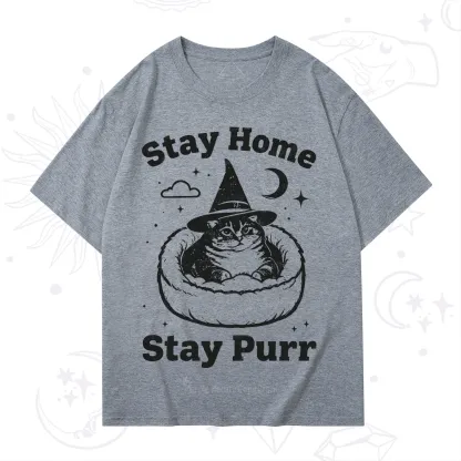 Purplehecate Stay Home Stay Purr Witch Cat T-Shirt
