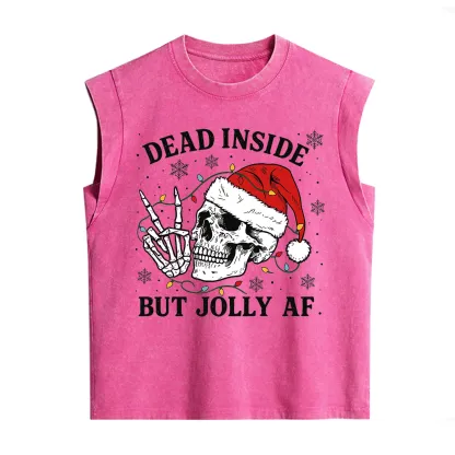 Purplehecate Dead Inside But Jolly AF Christmas Vintage Washed Tank