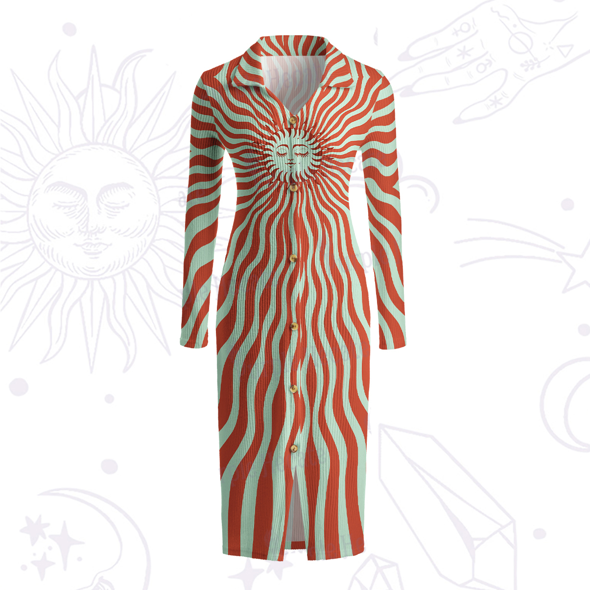 Purplehecate Radiance of the Sun Ribbed Knit Dress